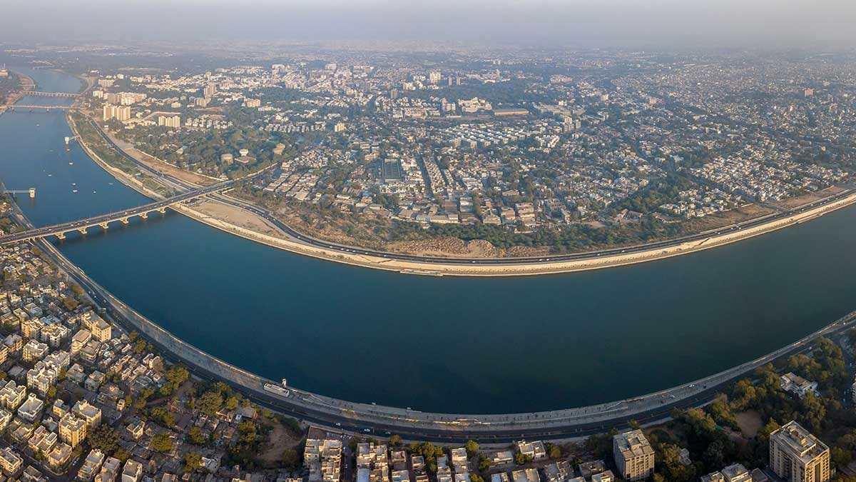 Ahmedabad riverfront skyline