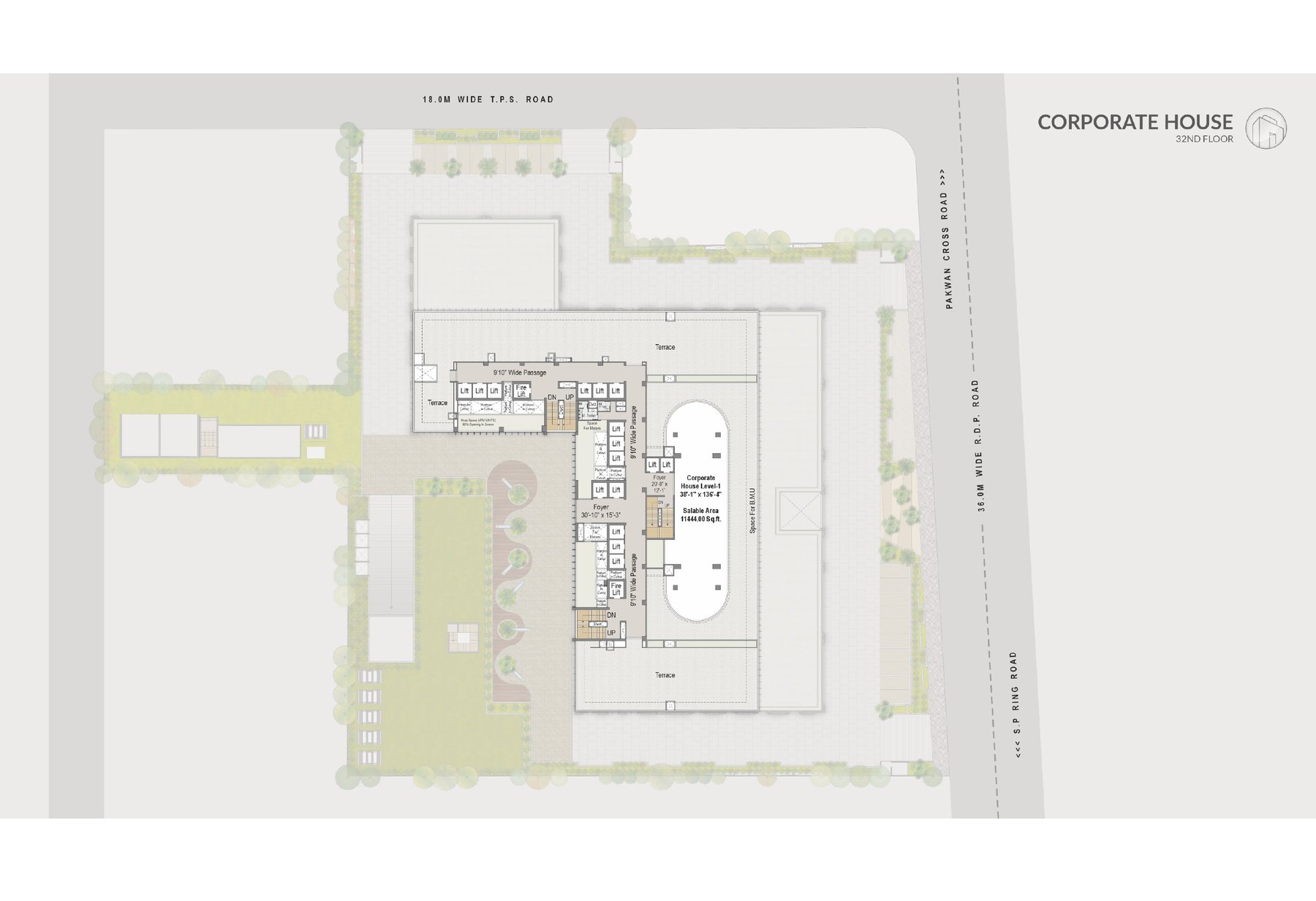 A. Shridhar WYNN corporate house 32nd floor plan, dimensioned