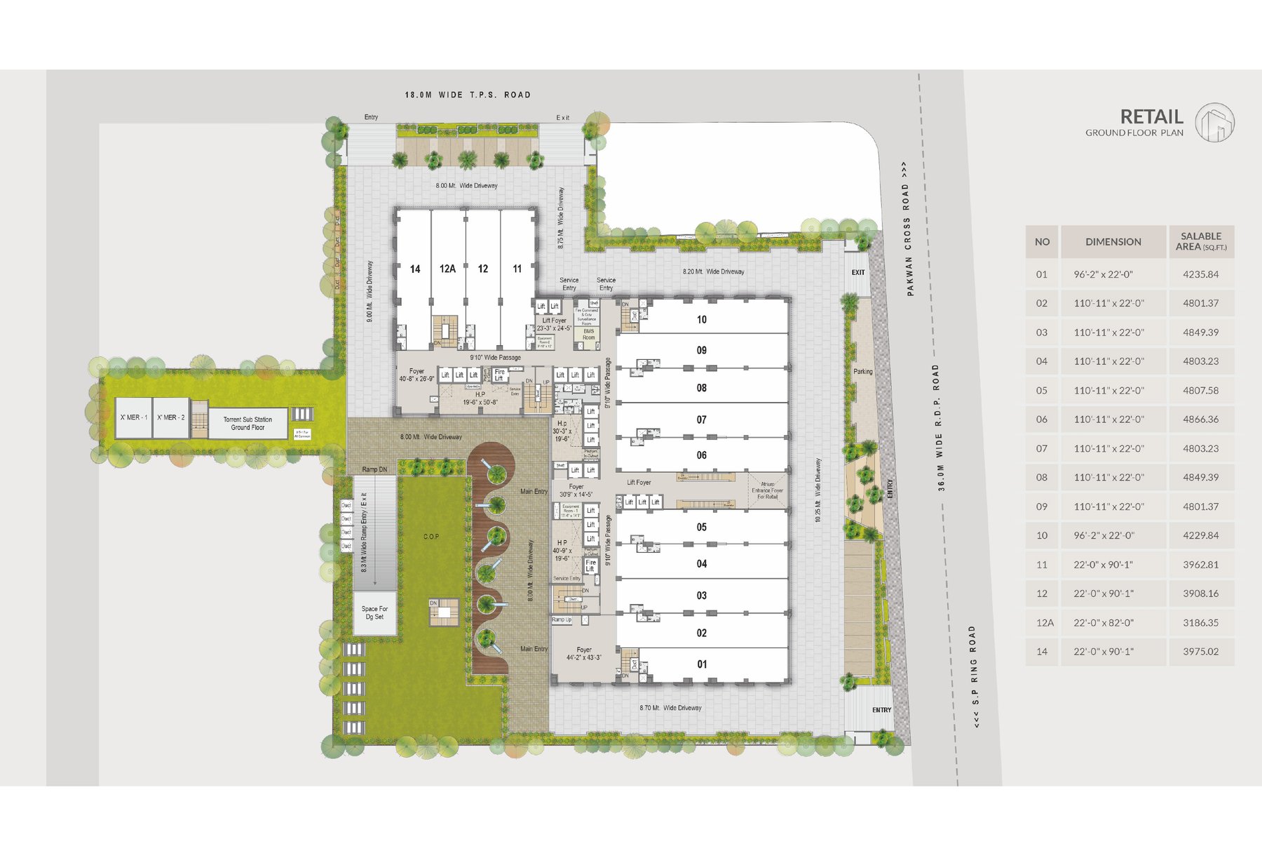 A. Shridhar WYNN retail ground floor plan, dimensioned